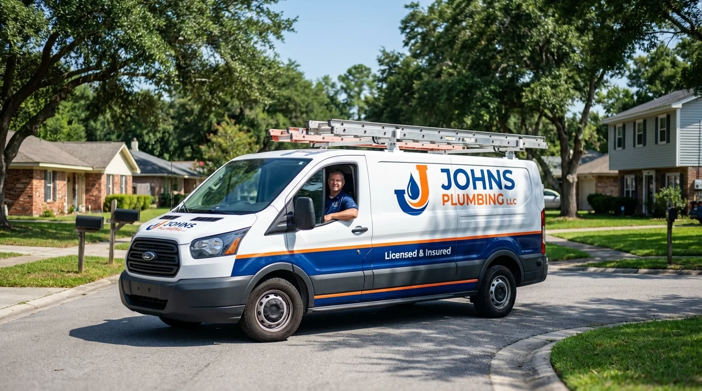 Johns Plumbing LLC service van in Greenville, SC