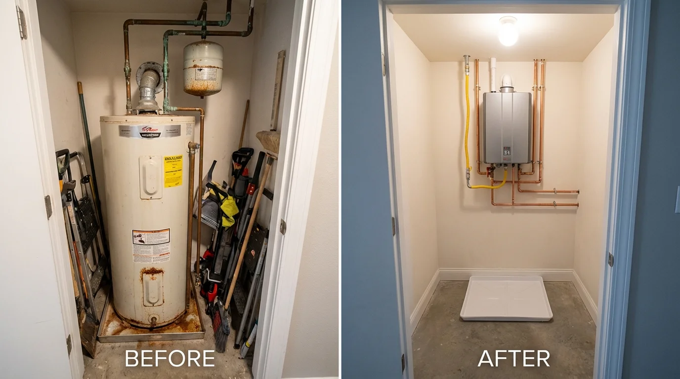 Tank water heater versus wall-mounted tankless unit comparison for Greenville, SC homeowners