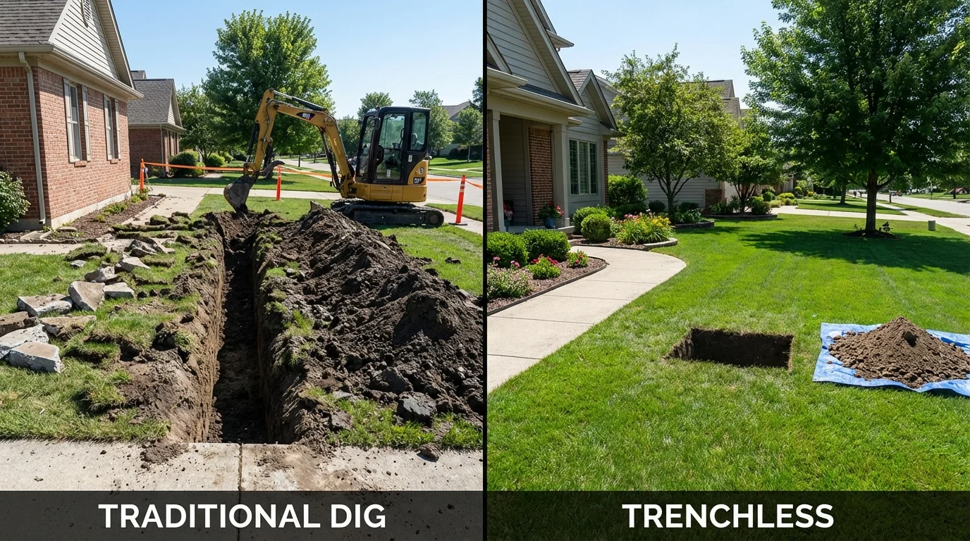 Trenchless sewer repair with minimal yard damage versus traditional excavation in Greenville, SC